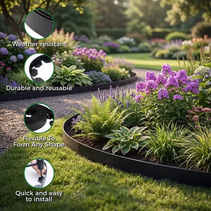 Accessoires de jardinage extérieur, Bande de bordure pour pelouse, Protection d'arbre, Panneau de séparation pour la rétention du sol et l'isolation de l'eau