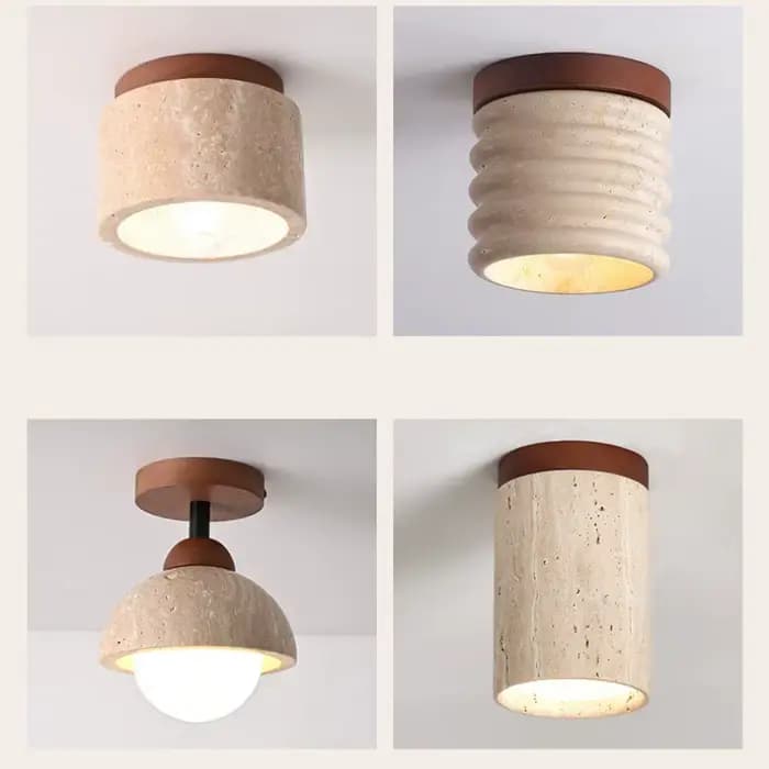 Pierre de travertin LED plafonnier allée couloir luminaire pour salon salle à manger chambre décor lustre plafonnier