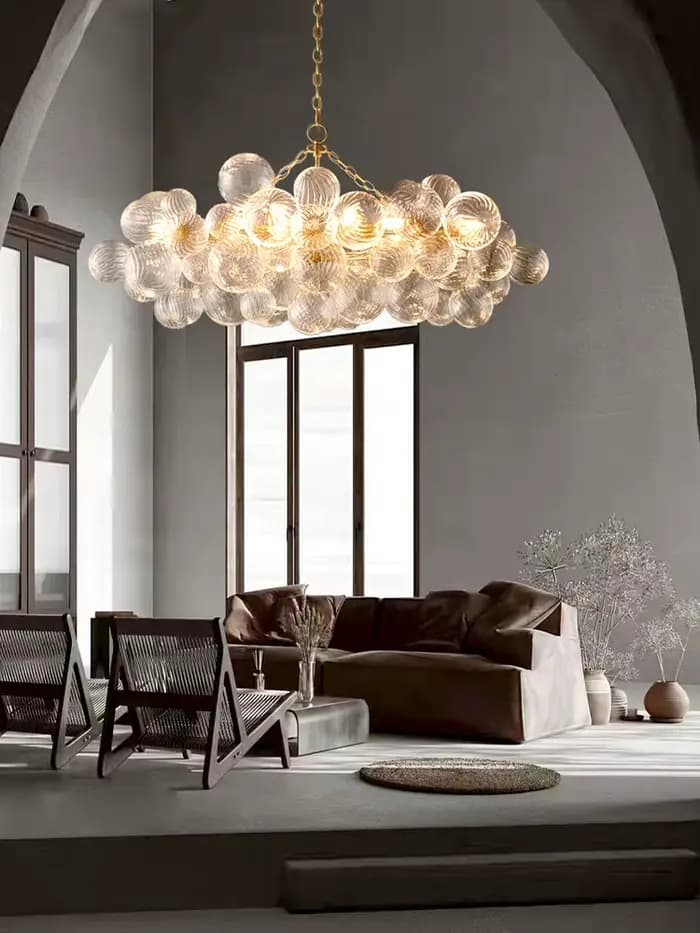 Lustre suspendu à bulles de verre nordique grand foyer boule ronde plafonnier led lampes suspendues art deco pour salon chambre principale occasions spéciales