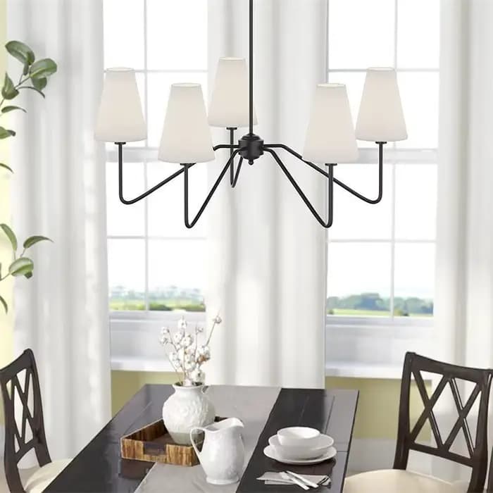 Plafonnier Moderne Classique en Lin Blanc Poli Or ou Noir, Luminaire Décoratif de Plafond, Idéal pour une Cuisine ou une Chambre à Coucher