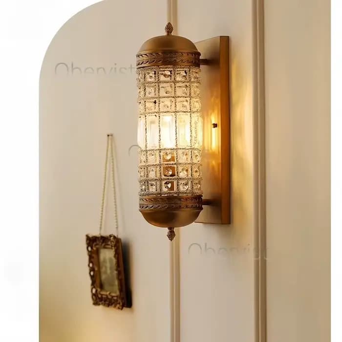 Applique murale vintage en cristal, lampe LED cylindrique pour salon, salle à manger, couloir, villa, hôtel, lumière d'art minimaliste pour chevet