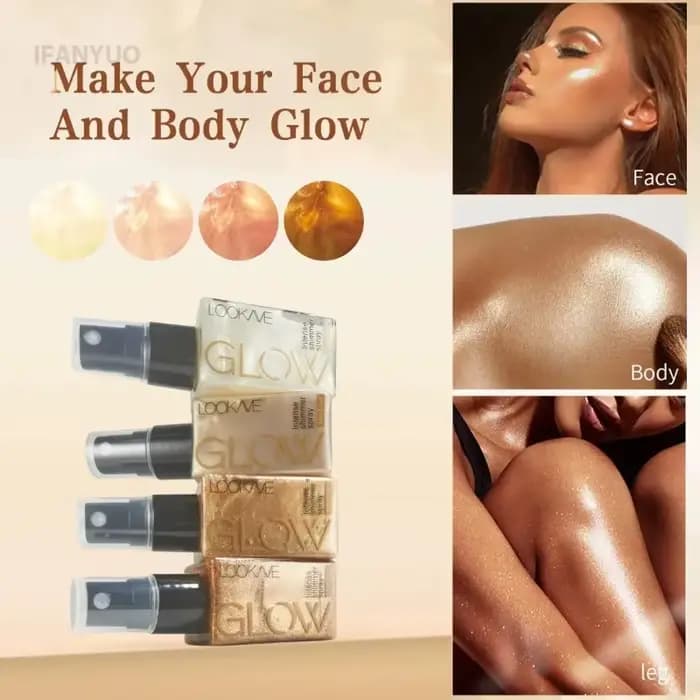 Spray d'huile scintillante nacrée, brillant durable, Contour du Bronze doré, éclaircissant pour le visage et le corps, surligneur liquide scintillant