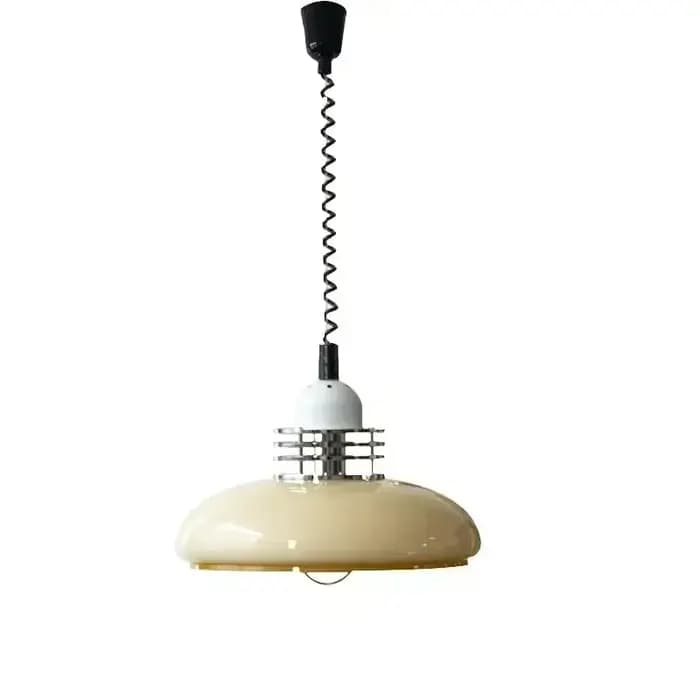 Lampe LED Suspendue Rétractable en Verre au Design Médiéval Rétro, Luminaire Décoratif de Plafond, Idéal pour un Restaurant, un Bar, une Chambre à Coucher ou un Bureau