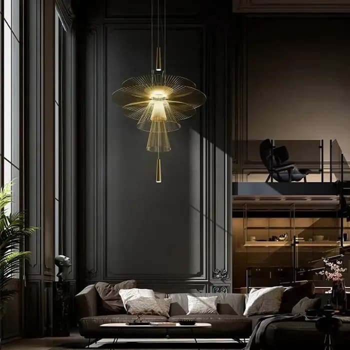 Projecteur en Maille Multicouche en Fer Forgé, Design Nordique, Lustre Pengdant pour Réception d'Hôtel, Décoration Artistique de Maison, Luminaires Led