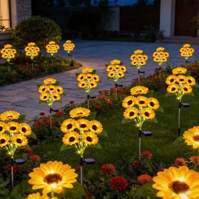 Lampes solaires de jardin en forme de tournesol, décorations extérieures imperméables pour pelouse, aménagement paysager, terrasse et clôture