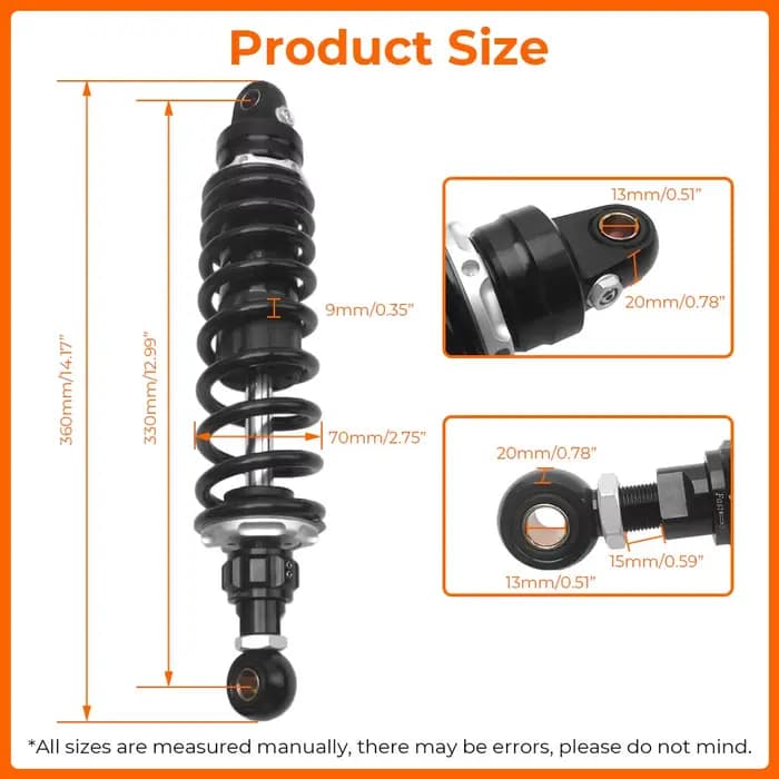 Amortisseur de Suspension arrière universel pour moto, 330mm, noir, pour Honda, Yamaha, Kawasaki, Suzuki, Ducati, accessoires