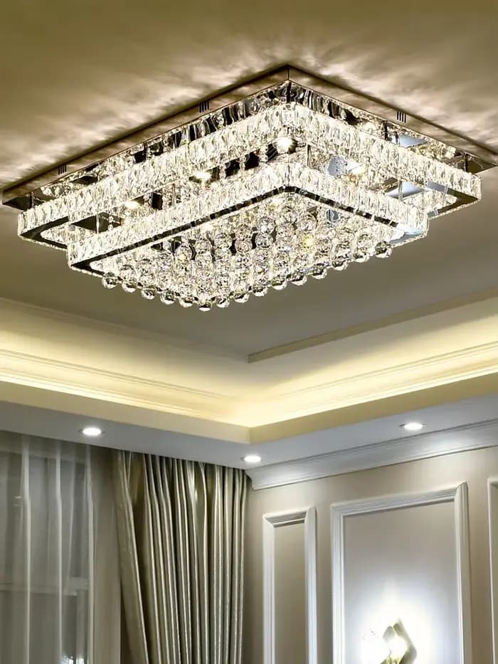 Plafonniers encastrés modernes, lustre à LED dimmable avec cristaux K9 pour salon, chambre à coucher, décoration intérieure