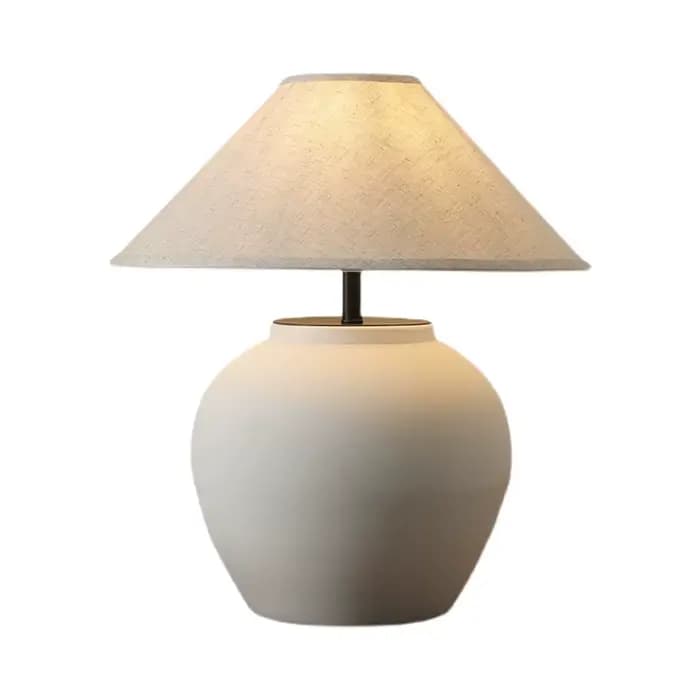 Wabi Sabi lampe de Table en céramique rétro abat-jour en tissu salon chambre décor à la maison lampadaire chevet bureau luminaires