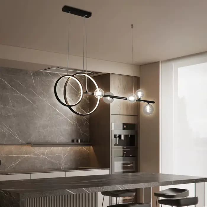 Lampe Suspendue Ronde en Verre au Design Nordique Moderne, Luminaire Décoratif d'Nik, Idéal pour une Salle à Manger, un Bureau ou un Document