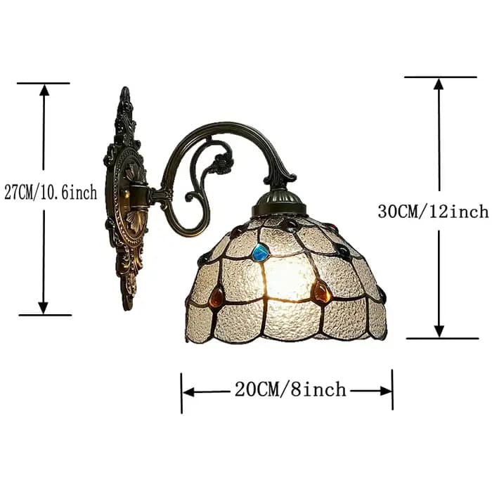 Applique murale en verre coloré de Style européen de 20CM, éclairage Tiffany, décoration pour salon et balcon, support de lampe en alliage d'aluminium