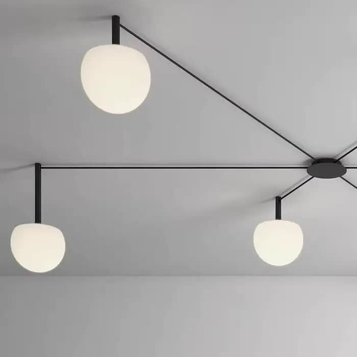 Lampe de plafond linéaire minimaliste noire, lampe araignée en verre pour chambre à coucher, bureau, salon, villa, éclairage intérieur