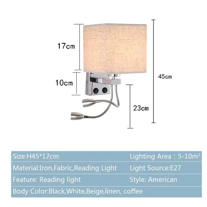 Applique murale moderne E27, lumière de lecture et d'étude protectrice pour les yeux, veilleuse avec interface USB, éclairage de chevet pour chambre à coucher