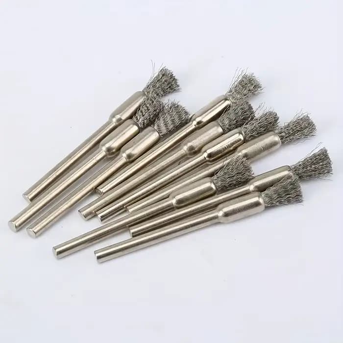 10 brosses métalliques en acier inoxydable avec manche de 3,17 mm - Idéales pour les outils rotatifs, le nettoyage, l'élimination de la rouille et le ponçage