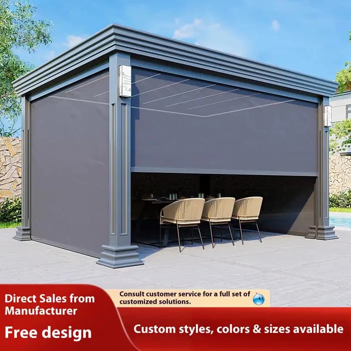 Gazebo élégant et Durable en alliage d'aluminium, pare-soleil électrique moderne, pavillon extérieur à persiennes pour jardin, Villa, cour