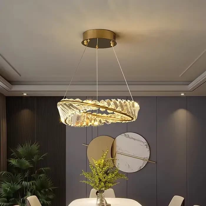 Anneau plafonnier LED moderne design éclairage en cristal pour salon chambre cuisine décoration maison intérieure chambre lumière LED