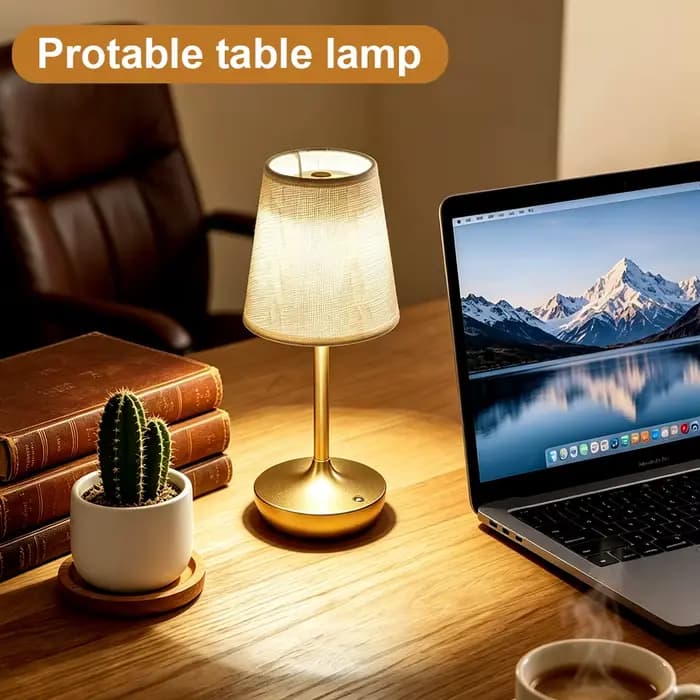 Lampes de table LED rechargeables, lampe de bureau classique simple, lampe de chevet à intensité variable avec abat-jour en tissu USB, décoration pour chambre à coucher veilleuse de nuit lampe chambre
