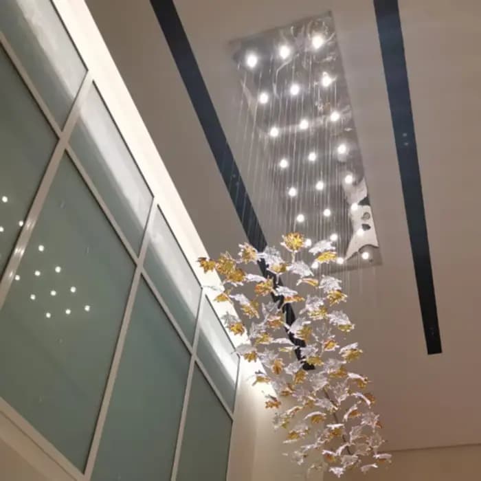 Plafonnier LED en forme de feuille d'érable, design artistique, éclairage d'intérieur, luminaire décoratif de plafond, idéal pour une villa ou un hôtel