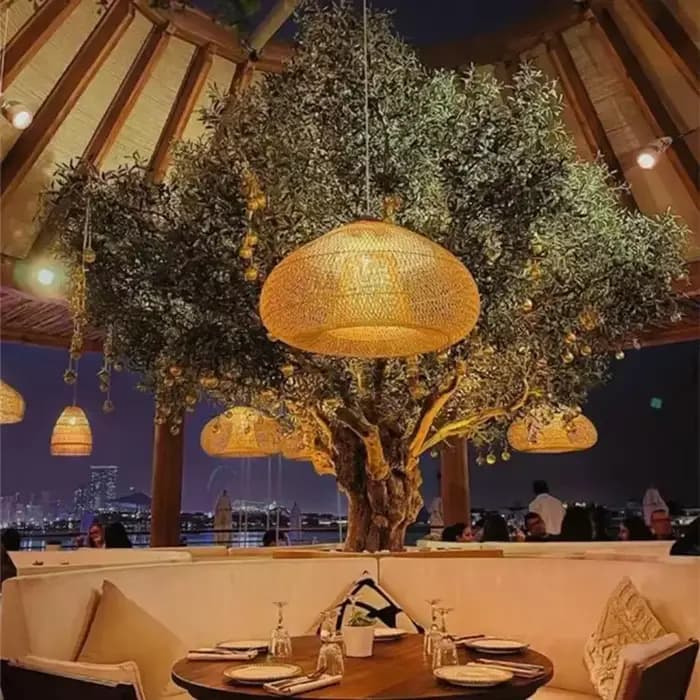 Lampes suspendues design Vintage fait à la main en rotin lumière LED éclairage de Style japonais pour cuisine île Loft salle à manger