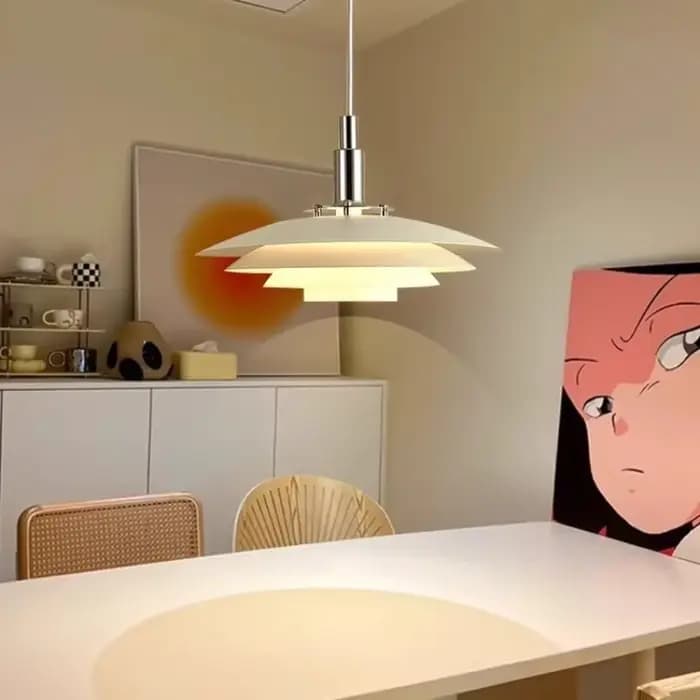 Lampe suspendue design mid-century dégradée blanc-rouge pour salle à manger cuisine et autres pièces de la maison