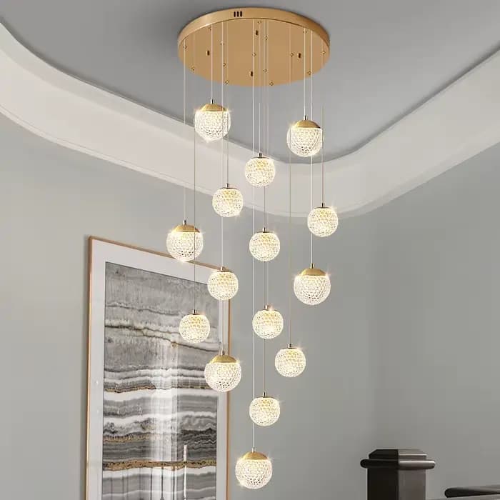 Lustre Long en Spirale pour Escaliers, Lumière LED, Grenier de Luxe, Salon, Cuisine, Décoration de la Maison, Plafond de Chambre à Coucher