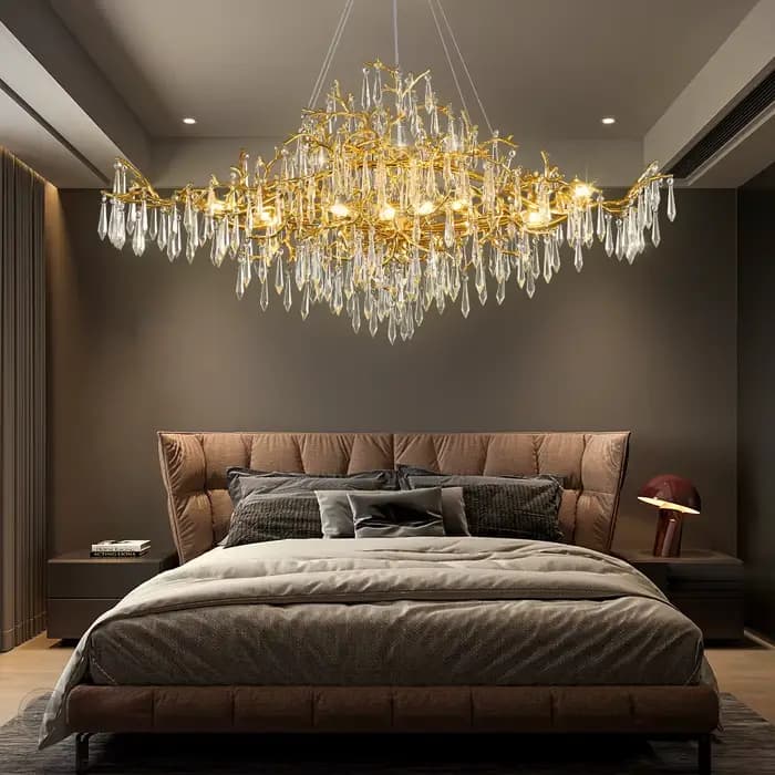Lustre en cristal de branche d'or, plafonnier de luxe moderne, cuisine, salle à manger, salon, chambre à coucher