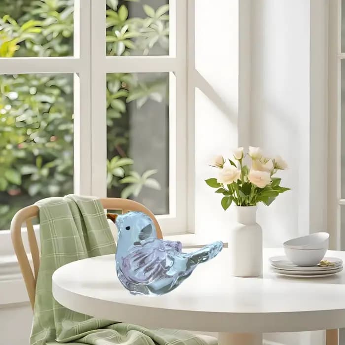 Mini Figurine d'oiseau soufflé en verre fabriqué à la main, petite Statue d'oiseau à collectionner, ornement pour la maison, étagère, décoration d'armoire