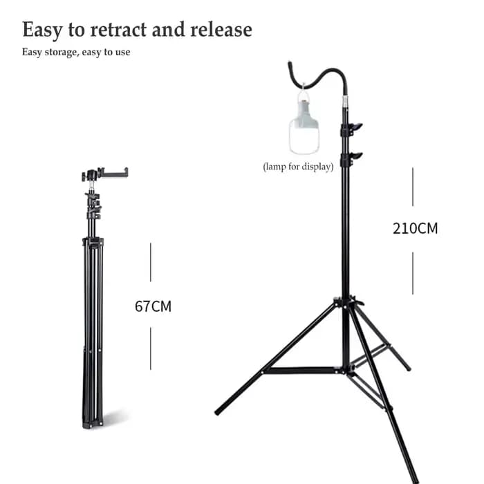 Trépied pliable télescopique de 2 m, support de lampe de sol en aluminium léger réglable, accessoires de camping en plein air