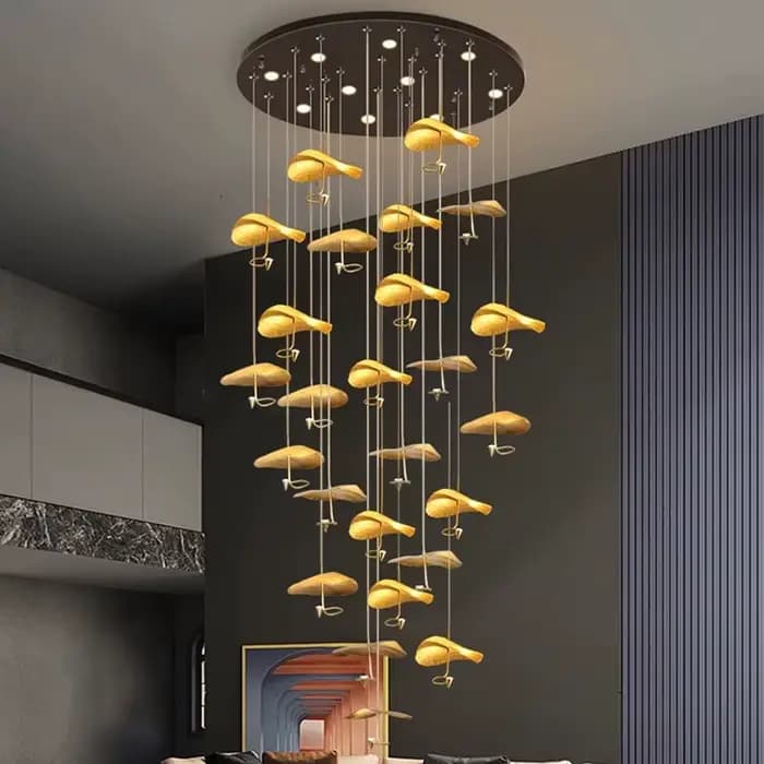 Plafonnier au Design Nordique Moderne en Cuivre, Luminaire Décoratif d'Nik, Idéal pour un Loft, un Salon ou des Escaliers