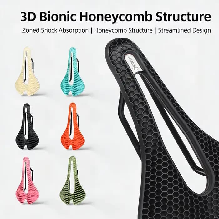 Selle de vélo en nid d'abeille, absorption des chocs, selle de vélo creuse, respirante, confortable, siège de vélo de montagne, accessoires de coussin de cyclisme