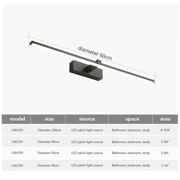 DINDALLED LED salle de bain miroir lumière, applique murale moderne pour vanité chambre, aluminium décoration de la maison ligne luminaire