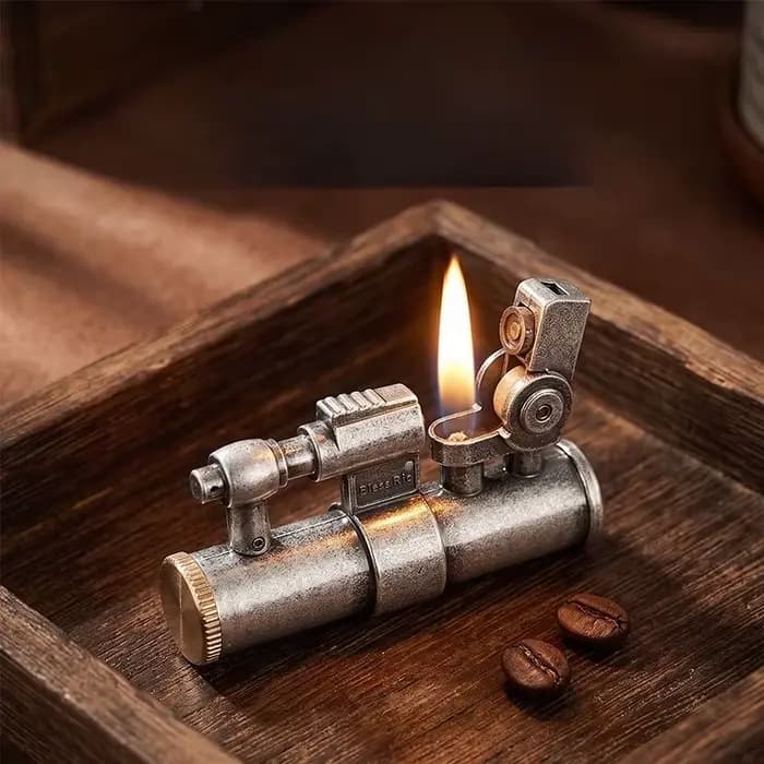 Nouveau briquet en laiton à allumage automatique à un clic, briquet haut de gamme à meule de locomotive, accessoires pour cigarettes, cadeau pour homme