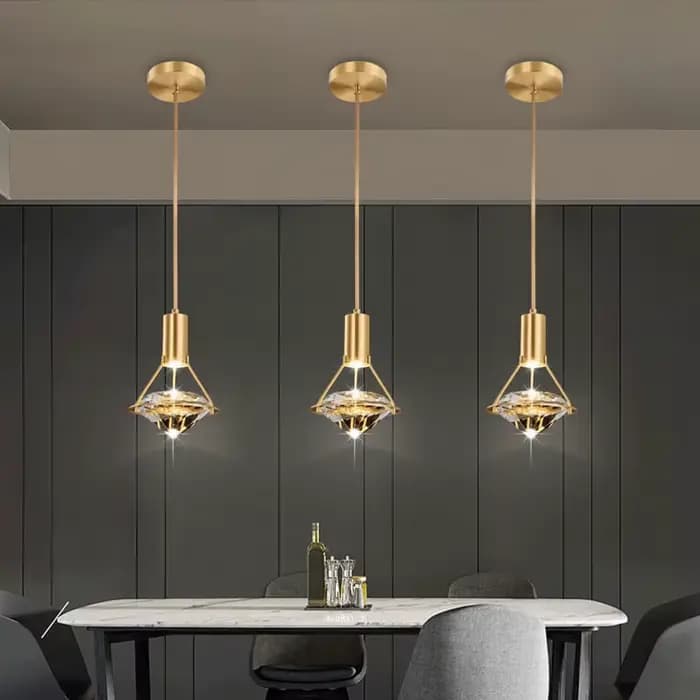 Moderne cuivre cristal suspension de luxe Led suspendu plafonnier chevet Suspension luminaire pour chambre décor à la maison Lustres