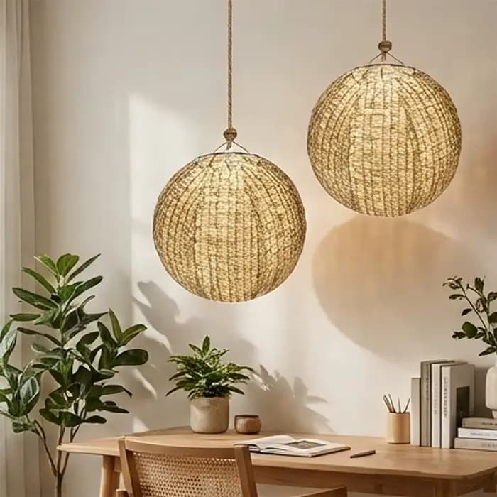 Lot de 2 abat-jour ronds en tissu imitation papier, 30 cm, pliables, pour suspension de plafond, salon, chambre à coucher, salle à manger