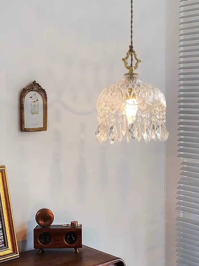 Lampes suspendues LED modernes lustres en cristal chambre lampes suspendues en cuivre en verre de luxe pour la décoration intérieure luminaires suspendus