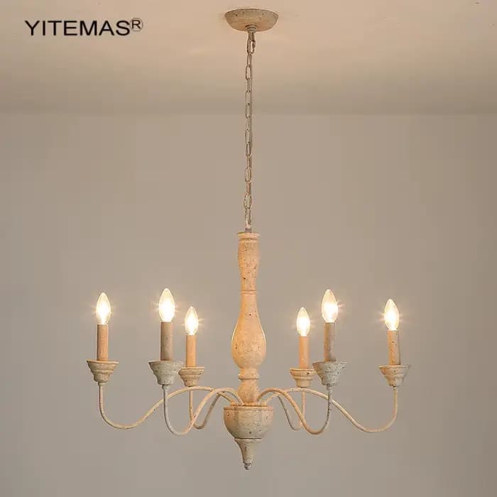 Lustre en bois pour salle à manger Vintage éclairage suspendu 6 lumières chambre lustre cuisine suspension pour ferme pépinière
