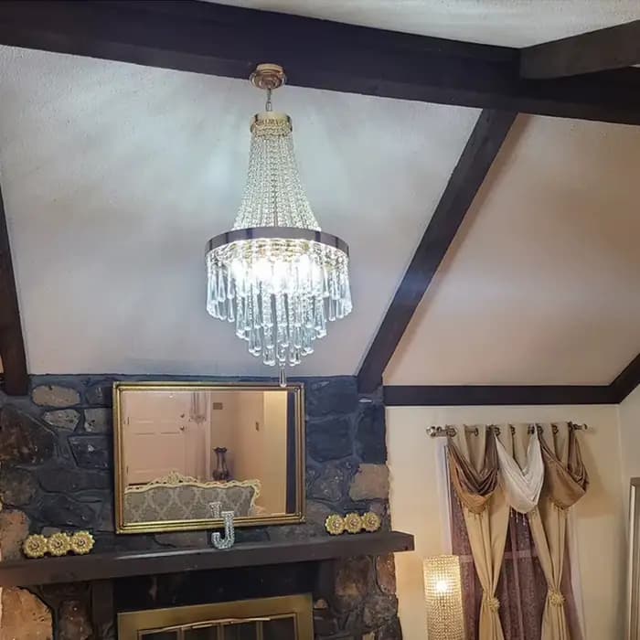 Lustre en cristal doré de luxe pour salle à manger, escalier circulaire, couloir, salon, chambre à coucher, comptoir de bar, lumière élégante