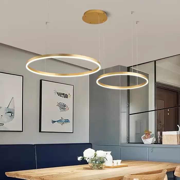 Lustre LED circulaire nordique en aluminium pour chambre à coucher, salon, suspension lumineuse, luminaires LED