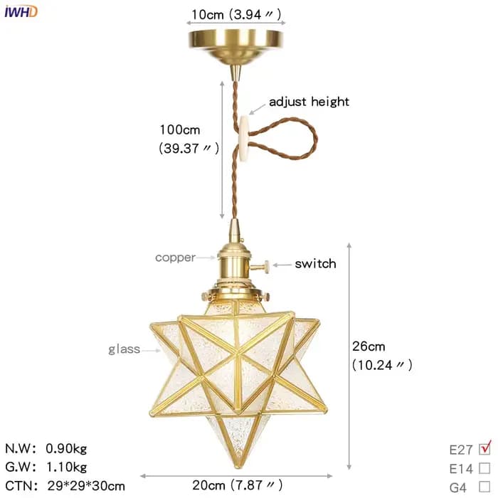 SuffHD-Lampe LED Suspendue en Cuivre en Forme d'Étoile, Design Créatif Moderne, Luminaire Décoratif d'Nik, Idéal pour un Salon, une Salle à Manger ou une Cuisine, 73 Lam138 Colgante