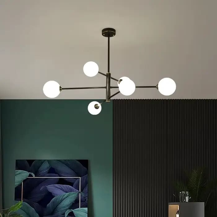 Lustre en cuivre doré avec boule de verre, lustre pour salle à manger, lustre pour îlot de cuisine, éclairage intérieur domestique, noir