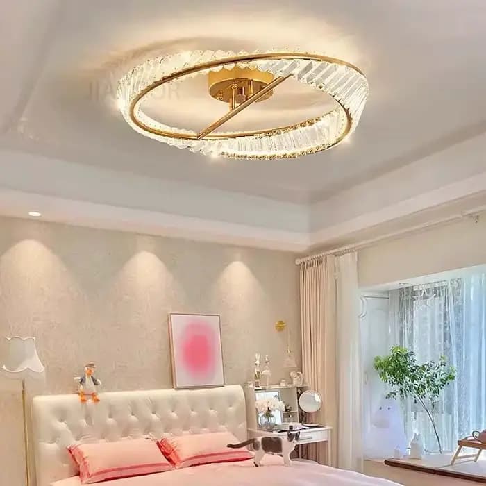 Plafonnier LED en cristal de luxe, luminaire décoratif d'intérieur, idéal pour une chambre à coucher, une cuisine ou un salon