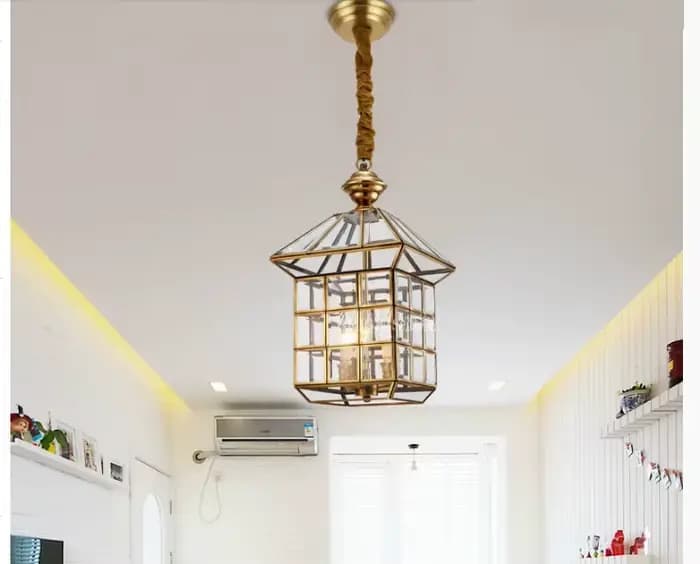 Lampe à suspension moderne en Bronze Antique en laiton suspendu E27 intérieur Vintage cuivre verre suspension lampe AC110V/220V 100% garanti