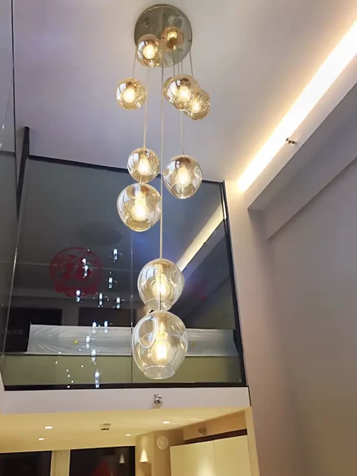 Plafonnier Composé de Boules de Clip, Design Moderne, Éclairage d'Escalier, Luminaire Décoratif de Plafond, Idéal pour un Salon, une Villa, un Restaurant ou un Grenier, Livraison Gratuite