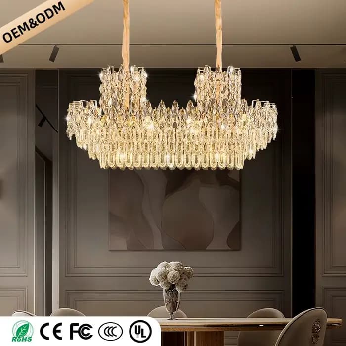 Lustres en cristal de luxe Lustre suspendu haut de gamme Villa salon Hall éclairage Lustre Table à manger pendentif plafonnier
