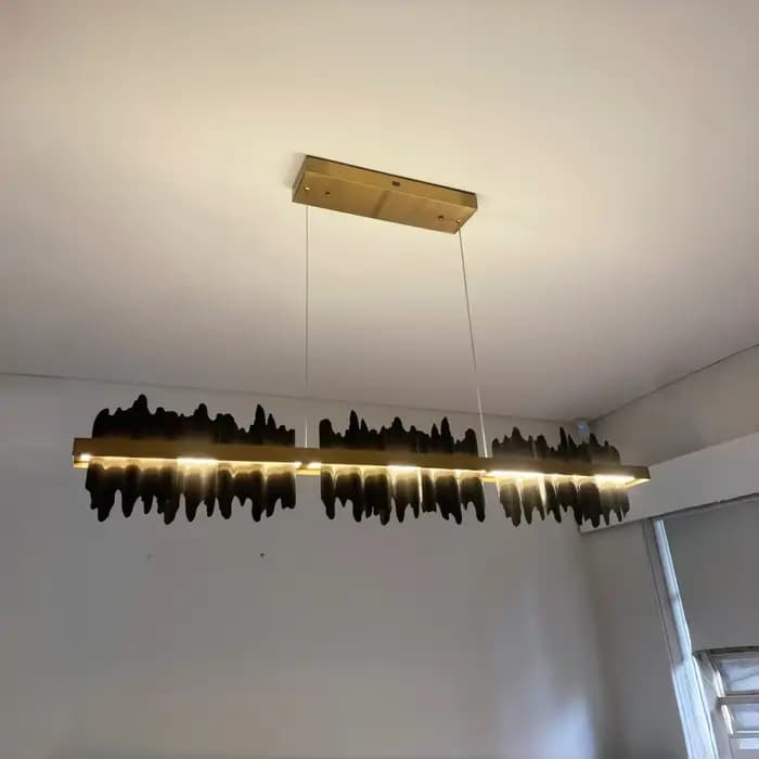 Nouveau lustre moderne pour salle à manger, design iceberg, lampe suspendue LED, luminaires rectangulaires pour îlot de cuisine, or/noir