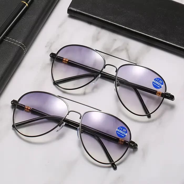 Lunettes de lecture anti-lumière bleue à double lumière pour hommes et femmes, lunettes de presbytie pilote, dioptrie + 1.0 à + 3.5, mode