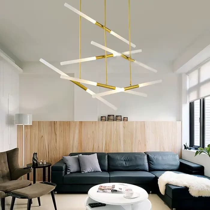 Plafonnier LED suspendu en forme de tube, éclairage d'intérieur, luminaire décoratif de plafond, idéal pour une villa, une cuisine ou un magasin