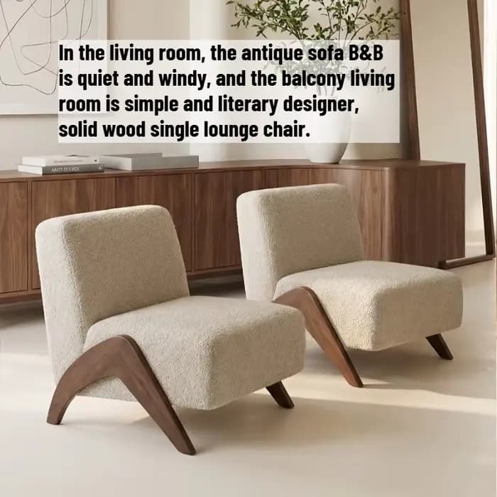 Fauteuil de salon Mid-Century en bois massif, chaise de lecture individuelle pour balcon, fauteuils de salon de luxe pour adultes, mobilier de chambre