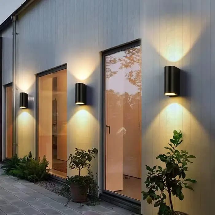 Applique murale extérieure Led Double tête éclairage extérieur étanche haut et bas circulaire Villa couloir balcon mur projecteur