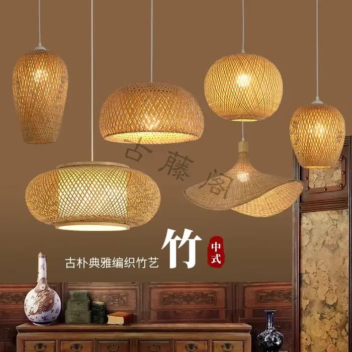 Nouvelles lampes suspendues en bambou plafonniers rotin osier Lustre tricoté à la main tressage suspendu maison salle à manger tressé décoration chaude