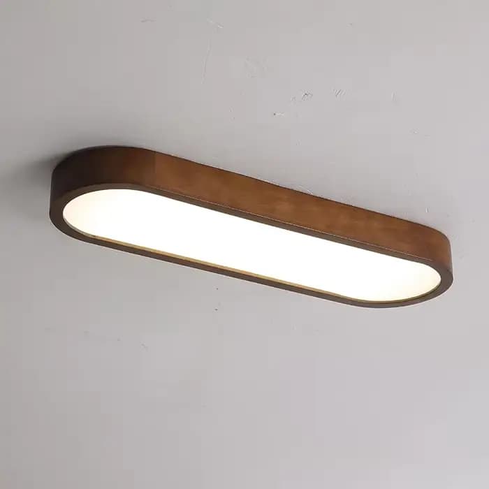 Plafonnier LED moderne en bois grainé, luminaire linéaire pour salon, salle à manger, chambre à coucher